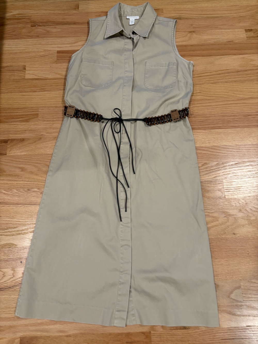 Charter Club Sleeveless Midi Shirt Dress in Khaki Sz 6